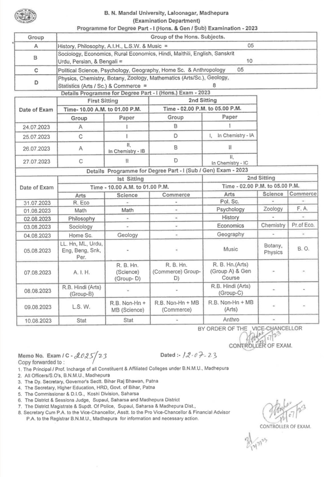 Bnmu Part 1 Admit Card Download 2023 Ba Bsc Bcom Sassion 2022 25 यहां